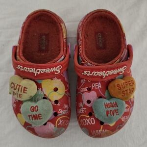 Red Crocs with Colorful Heart Charms